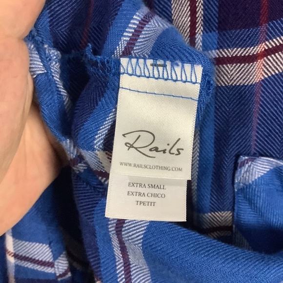 Rails Britt Santorini Royal Plaid Cap Sleeve Shirt XS - Picture 11 of 15